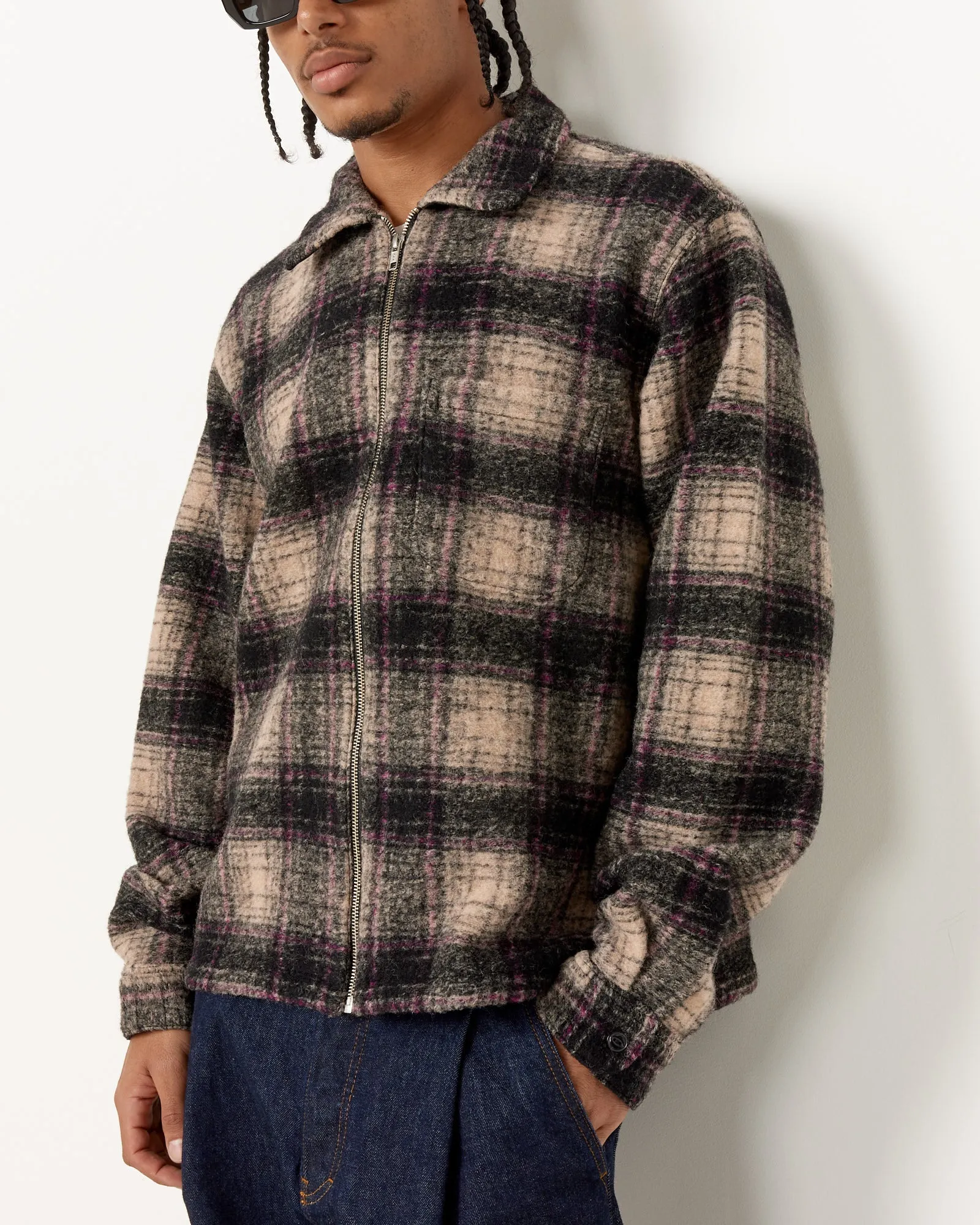 Wool Plaid Zip Shirt