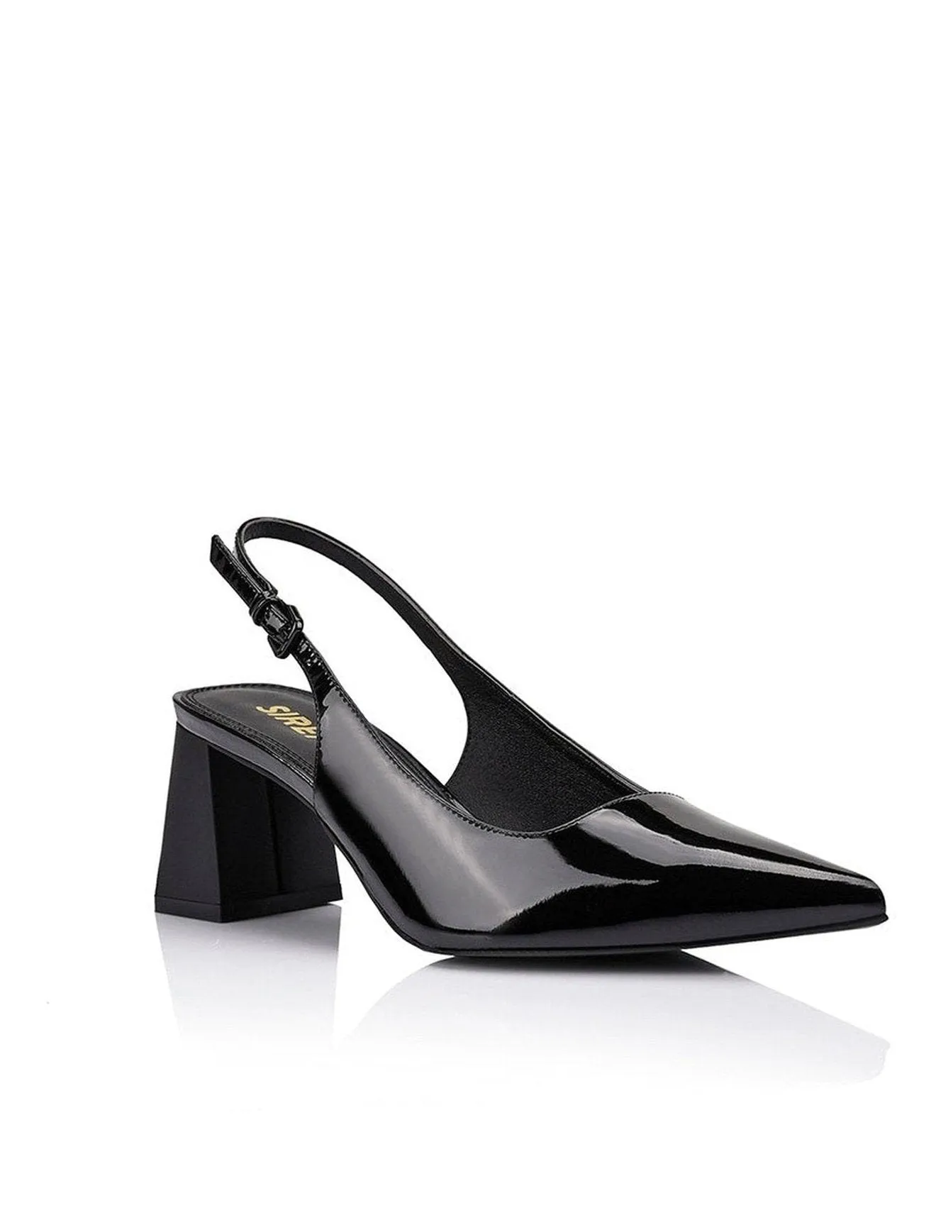 Yarra Pointed Toe Slingbacks - Black Patent